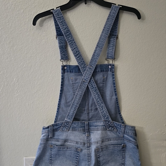 Wallflower Denim Stretch High Rise Shortalls Overalls Juniors Size Large - Picture 6 of 11